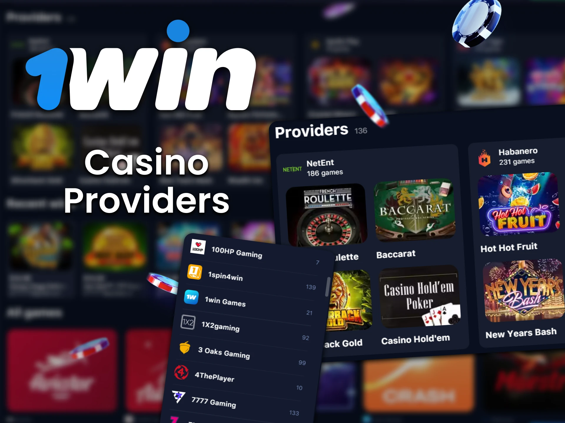 1Win cooperates with popular and reliable casino game providers.