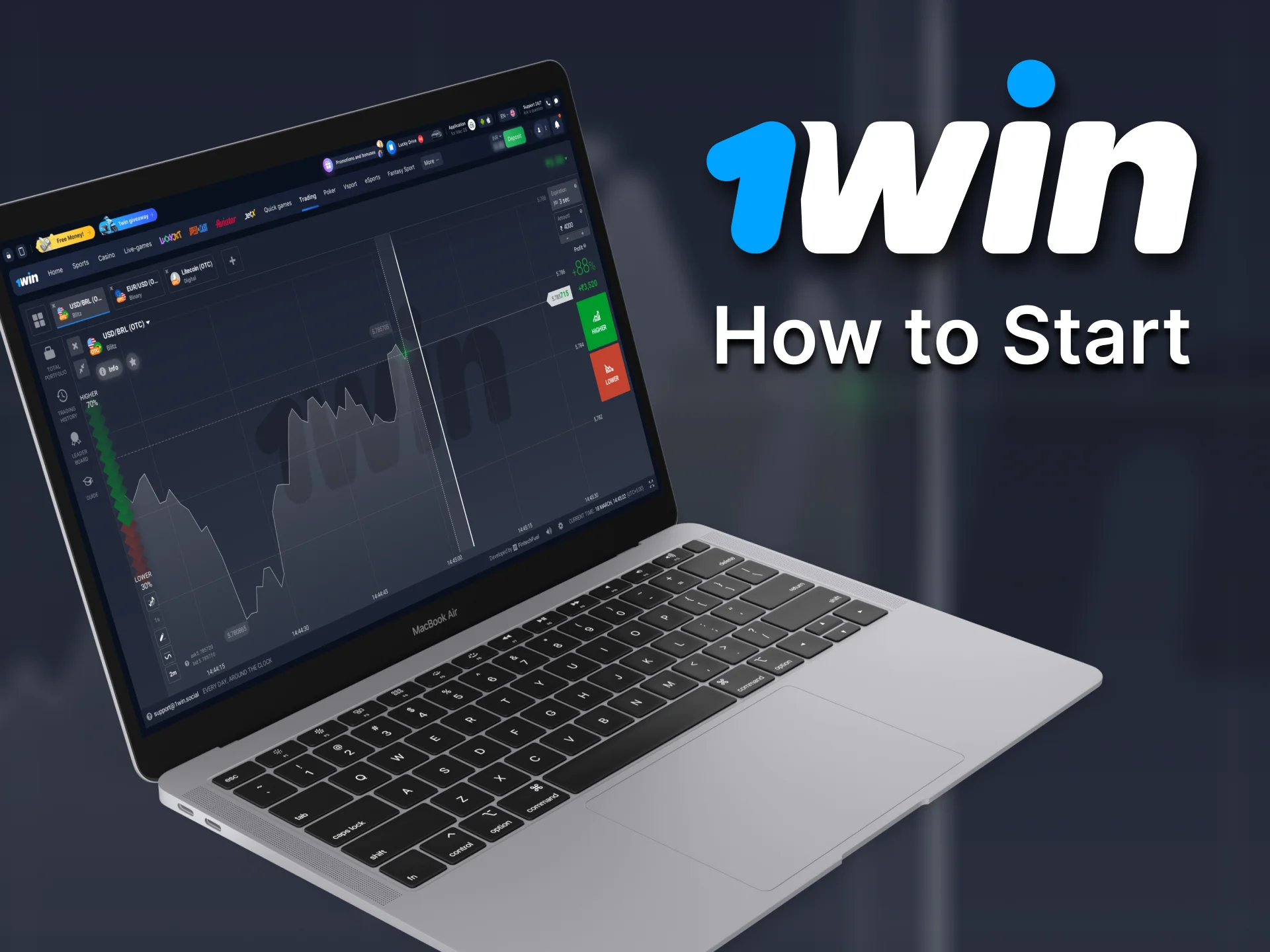 You can start 1Win Trading right after the registration.