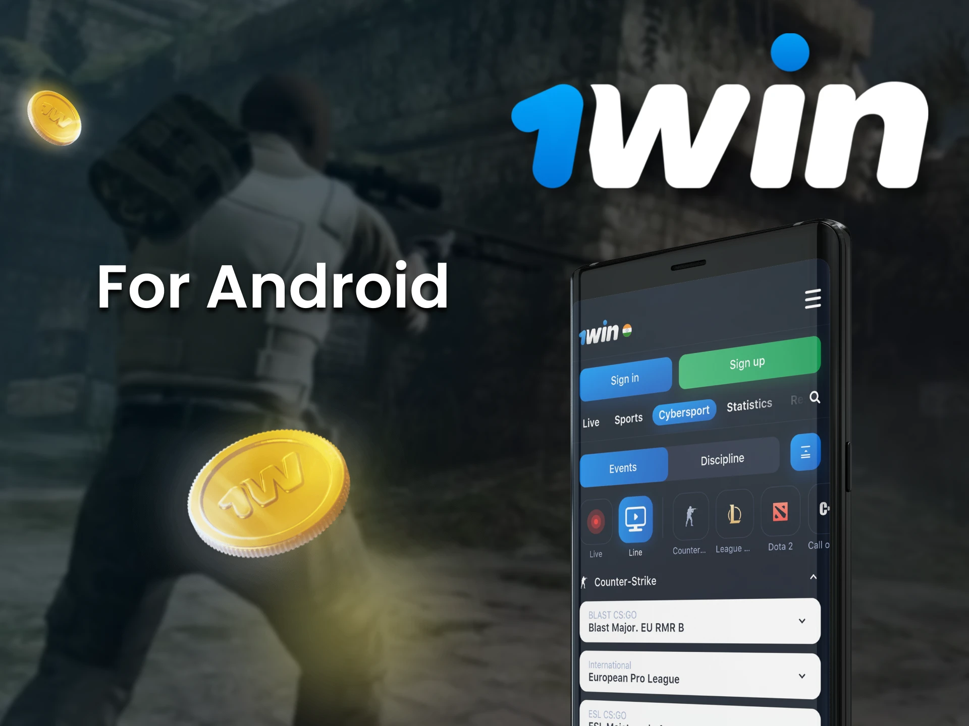 Download and bet on eSports with the 1Win Android app.