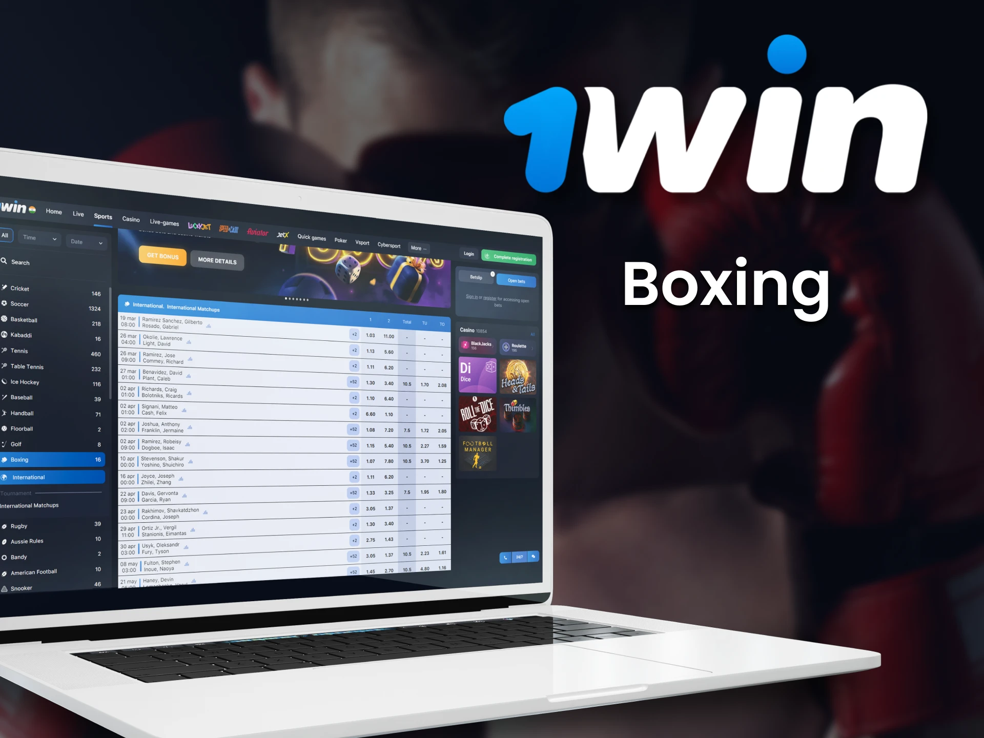 Place your bets with 1win on boxing.