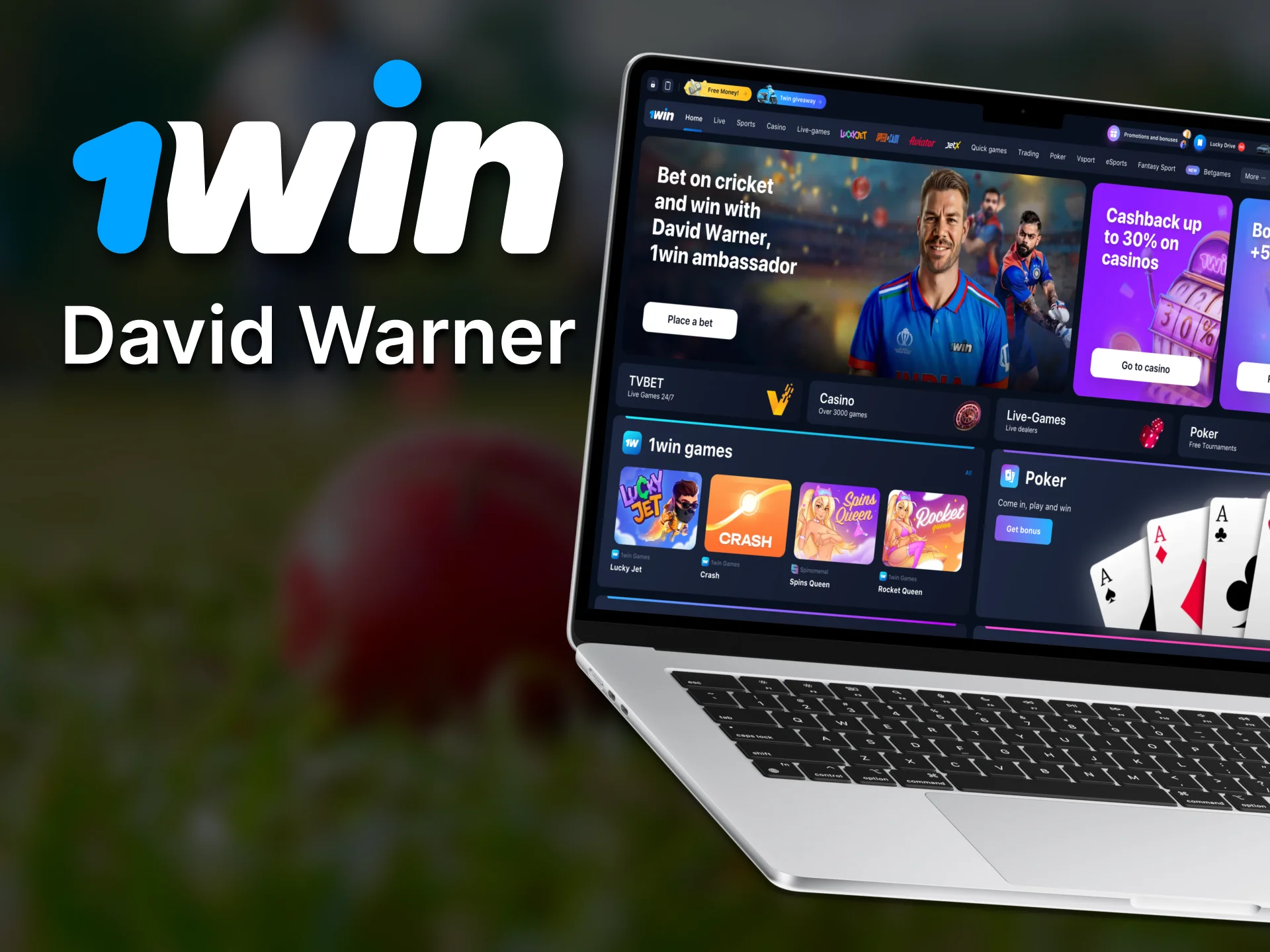1Win parter David Warner is a former Australian international cricketer.
